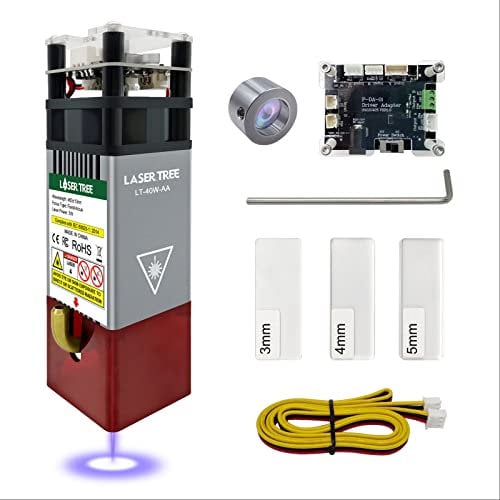 Kit de Módulo Láser de 5W de Potencia Óptica con Asistente de Aire,Cabezal Láser TREE de 40W y 45mm de Enfoque Fijo para Grabado y Corte,Cabezal Láser de 450nm para Máquina de Grabado Láser,12V