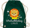 Turnbeutel Rucksack - Kita Beutel Wechselsachen Jungen - Wechselkleidung Löwe - Unisize - Dunkelgrün - kinderturnbeutel wechselbeutel personalisierte löwen stoffrucksack kindergartenbeutel