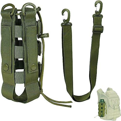 QEEYON Poche de Bouteille d'eau Tactique, Porte Bouteille Molle en Nylon Réglable, Sac de Bouteille d'eau 0,5 L - 2,5 L Porte-bidon Tactique Militaire pour L'extérieur Marche Camping