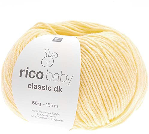 Rico Wolle Baby Classic dk, Babywolle weich und pflegeleicht zum Stricken oder Häkeln, 50% Polyamid, 50% Polyacryl, 50g 165m, Nadelstärke 3,5-4 mm (080 vanille)