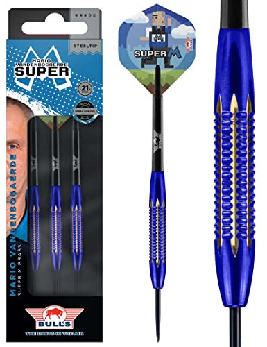 BULL'S Mario Vandenbogaerde Brass Steel Dart Pfeile | Profi dartpfeile 21 Gramm | Dartpfeile für Profi Dartspieler |