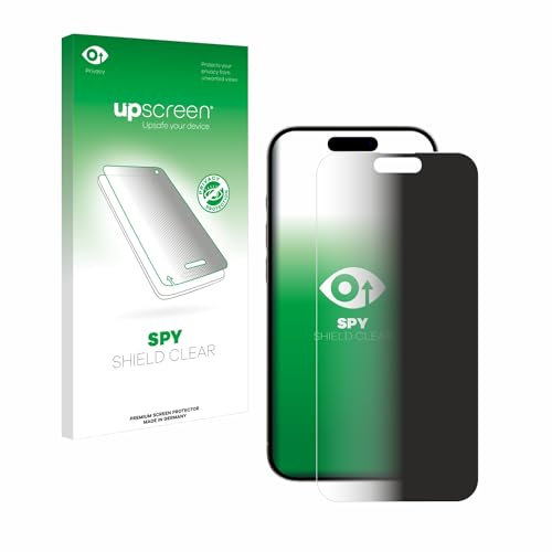 upscreen Anti-Spy Blickschutzfolie für Apple iPhone 15 Pro Max Made in Germany, Privacy Screen Displayschutz-Folie [Sichtschutz, Blaulichtfilter]