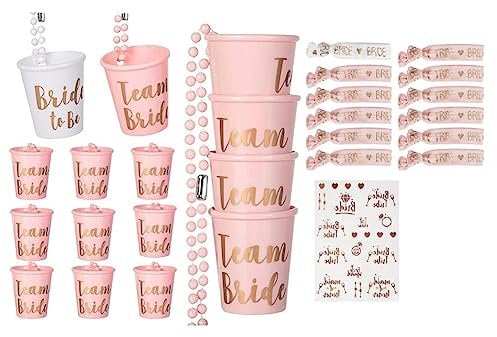 KnadgbftPack of 24 Bridal Shot Glass Necklace Jga Cups and Bridal Bracelet Bachelorette Bracelet Party Bachelor Party Supplies