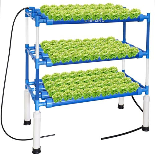 Sistema di Coltivazione Idroponica 108 Posti per Piante, 3 Strati 12 Tubi in PVC-U di Grado Alimentare Kit di Giardinaggio Idroponico per Verdure a Foglia, Frutta, Erbe, Adatto per Interni ed Esterni