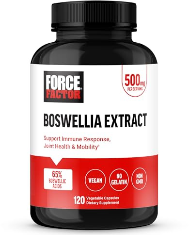 Force Factor Boswellia Extract Capsules, Immune Support Supplement and Joint Health Supplement for Women and Men, Made with Premium Boswellia Serrata Extract, Vegan, Non-GMO, 120 Capsules