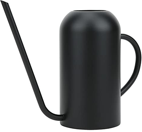 Ejoyous Gießkanne 1.5L Giesskanne Zimmerpflanzen Metall Langer Tülle Gießkanne Schwarz Moderner Art für Pflanzen im Freien Sukkulenten Kräutergärten Blumen