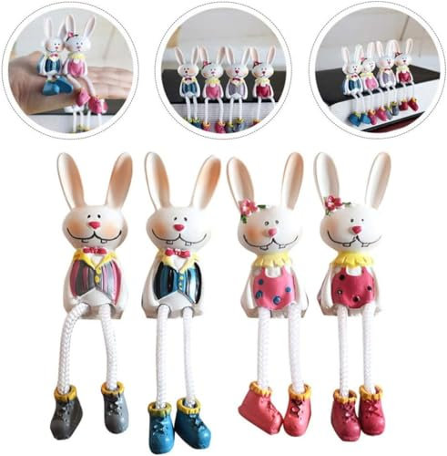 Super Idee 4 sitzende Niedliche Hasen Ostern Osterdeko Osterhasen mit hängenden Beinen DIY Figuren Kaninchen Dekoration Frühlingsdekoration für Tablett Deko Osterschale Blumentopf Home Organizer