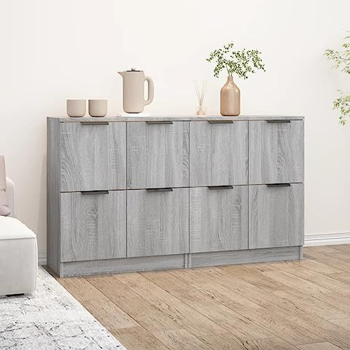 AUVYI Sideboards 2 STK. Grau Sonoma 60x30x70 cm Holzwerkstoff Barschrank Schrank Organizer Mehrzweckschrank Kleiderschrank Kinderzimmer Fernsehschrank Vorratsschrank Küchenschränke