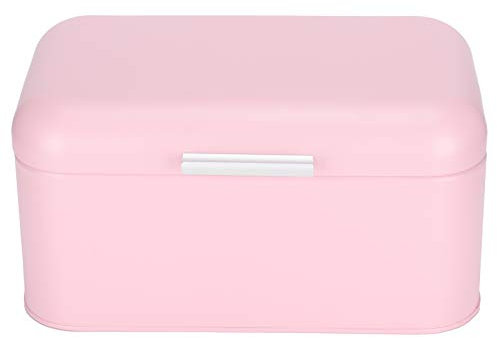 Bread Storage Box Pink Iron Bread Container Organizer Non‑Toxic Retro Household Bread Box Bin for Kitchen Countertop