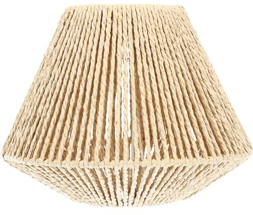 UKCOCO Boho Rattan Lampenschirm:Hängelampe Stehlampe Papier Lampenschirm Nachahmung Rattan Lampenschirm für Tischlampe Hängeleuchten Deckenlampe