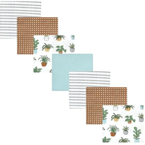 Hudson Baby Unisex Baby Cotton Flannel Receiving Blankets Bundle, Plants, One Size