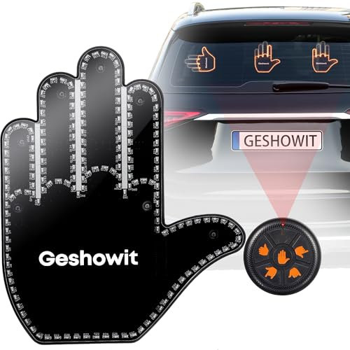 Geshowit Autozubehör für Männer, Auto Gadgets mit Fernbedienung – Zeige den Mittelfinger & Liebe & winke den Fahrern Autofans, lustige LKW-Zubehörteile, Road Rage-Schilder