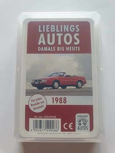 Lieblings Autos Auto Quartett 1988 Baujahr Geburtsjahr 38. Geburtstag Geschenk Spielkarten Neu