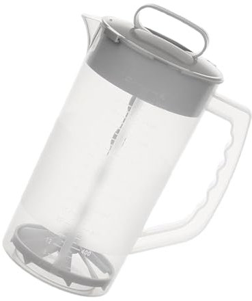 Pitcher Mixing Jug, Water Mixing Pitcher, Hand Pump Pitcher, 2 Liters Glass Water Carafe Heat Resistant Pitcher Jug with Brush and Mixing Spoon for Hot Beverages or Cold Milk Juice,