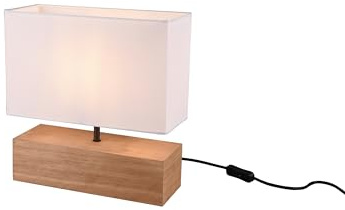 lightling Tischlampe Walter, mit Schnurschalter, IP20 Indoor, exkl. 1 x E27 max. 60W, Höhe 30 cm, Breite 30 cm, Naturholz, weiß