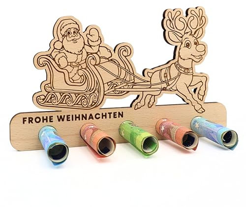 ZUKLA® kleine Verpackung Geldgeschenk Weihnachten - Geldgeschenk Verpackung Weihnachten Holz - Eine Originelle Idee, Geld zu Verschenken - Geld Verschenken Weihnachten - Rentiere
