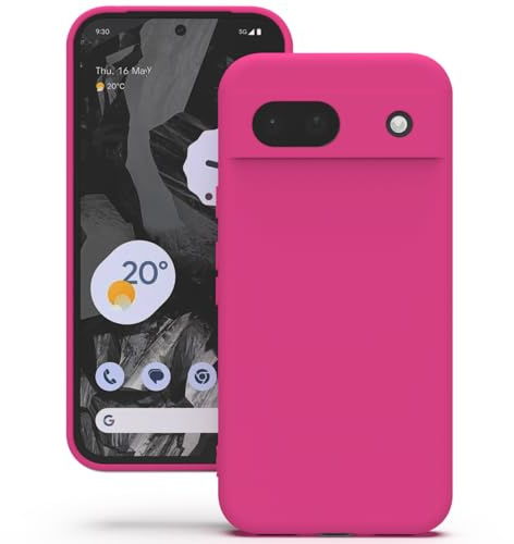 YATWIN Hülle für Google Pixel 8a, Silikon Handyhülle mit Futter, 1mm Kamera und Displayschutz, Dünn & Leicht, Anti Kratzer Case, Magenta