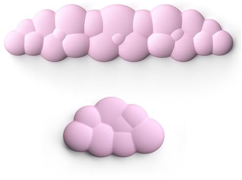 Bamyli Cloud Wrist Rest Keyboard, 2Pcs Wrist Support Keyboard, Soft Memory Foam Mouse Mat Wrist Support, Ergonomic Wrist Rest Keyboard and Mouse Set for Office Home Games (Pink)