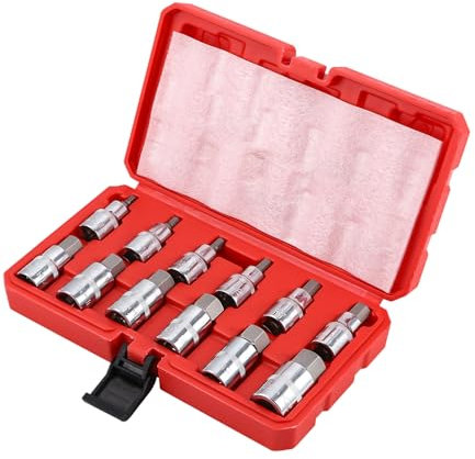 Bixury 12 Piezas Juego de Llaves Tubulares Hexágono Torx Interior Tuercas de hexágono Interior 1/2 Herramientas Mecánicas con Maletín de Almacenamiento 5,6,7,8,10,12,14,16,17,18,19,22 mm