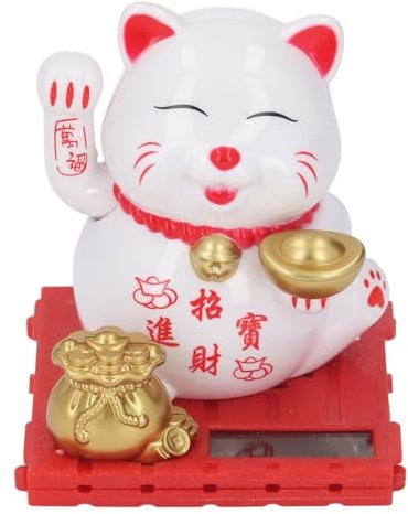 SENECESLI Glückskatzen Wellenarm, Solarbetriebene Niedliche Winkekatze, Lebendige und Schöne Chinesische Fengshui Glückskatze, Katzenstatue Dekoration für Heimdekoration, Autodekoration,