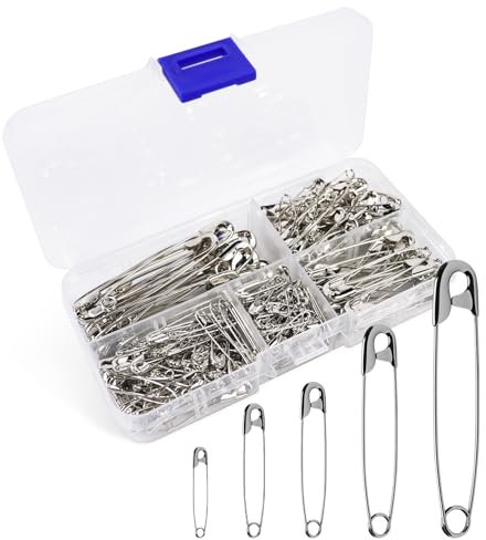 Redamancy 260 Stück Sicherheitsnadeln in 5 Größen - 19mm-55mm Rostbeständig und Haltbar für Kleidung, Kunsthandwerk und Nähen - Silber