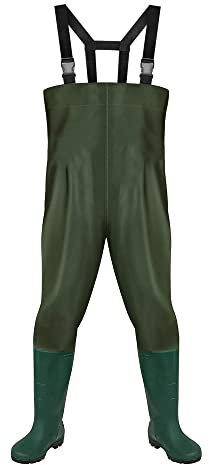 ISOISL Wathose, Wathose Herren Wasserdicht, 70D Nylon Composite PVC Angelhose, Anglerhose mit Stiefel, Wathose Herren Damen für Baustellen, Angeln, Bauernhöfe, Gärten, XXL