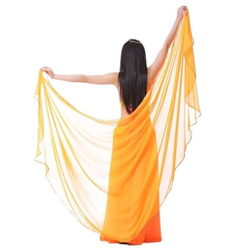 LPHFDCS Bauchtanzschleier Bauchtanz-Schleier aus Chiffon for Damen, Tanzkostüm, Chiffon, Schal, Schleier, Voile, orientalischer Tanz, 250 x 12 cm Bauchtanz-Schal(Orange)
