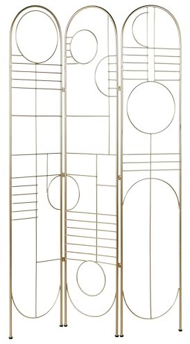 Deko Raumteiler 3-teilig 100x170 cm aus Metall Gold faltbar freistehend Turania