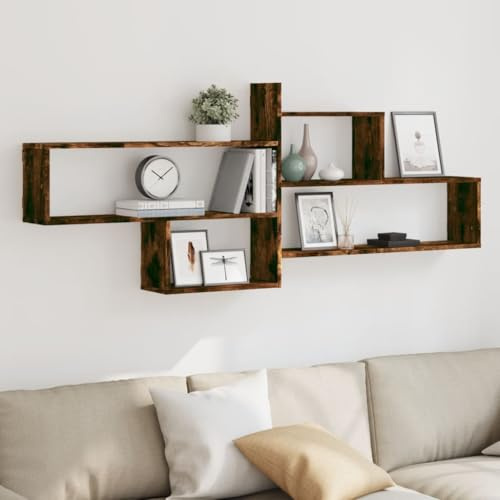 homiuse Schweberegal für Wohnzimmer Räuchereiche 167,5x18x68 cm Holzwerkstoff Multifunktional Wandregale Platzsparend Hängeregal Schlafzimmer Regalwürfel Bücher Regal zur Präsentation