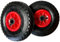 KOVA® 2X Sackkarrenrad Luftbereift 3.00-4, 260x85x20 Reifen mit Schlauch & Rad für 2cm Ø Achse Sackkarre Bollerwagen Luftreifen Ersatzrad Sackkarren Räder Rollenlager Luftrad Winkelventil Schw/Rot, W