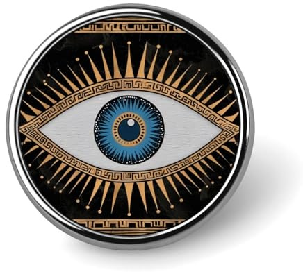 Broche ronde à motif grec mauvais œil pour femme, homme, employé de bureau, enseignant, décoration