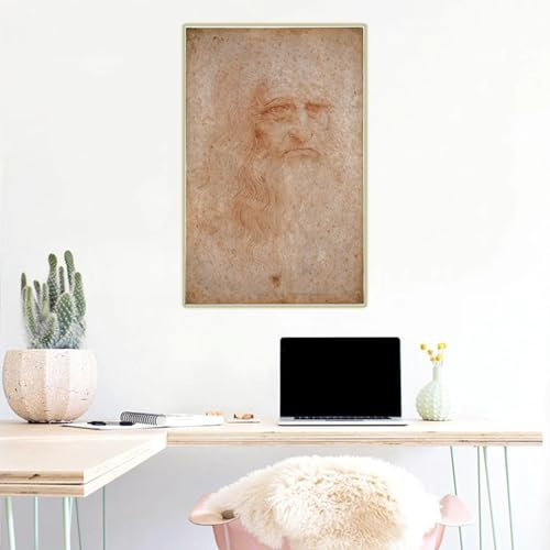 GKUVBF Selbstporträt von Leonardo da Vinci, Leinwanddruck, Gemälde, berühmtes Kunstwerk, Poster, Bild, Wanddekoration, Wohnzimmerdekoration, 30 x 45 cm, rahmenlos