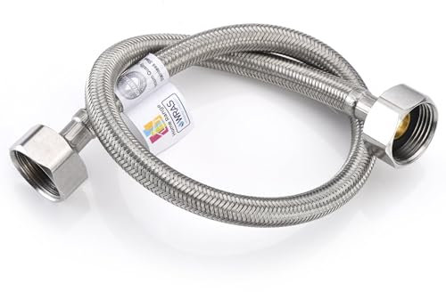 Home Range 1 x 500 mm approvato WRAS 3/4 x 1/2 |2 lunghezze| Tubo flessibile intrecciato in acciaio inox BSP ad alta pressione 10 bar connettore idraulico per cucina, bagno, caldaia durevole