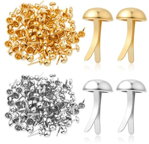 JIYIN 200 Stück Mini Brads, Runde Musterbeutelklammern Metall Rundkopfklammern Musterklammern Briefklammern für DIY Handarbeiten, Dekoration und Handwerk