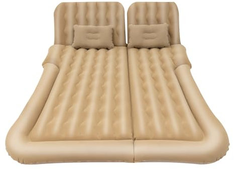 Ealtqund Luftmatratze 2 Personen, Aufblasbares Luftbett Campingmatratze Set mit 2 Kissen & Luftpumpe Komfortables Gästebett für Camping, Reisen & Zuhause, 174x126cm, Beige