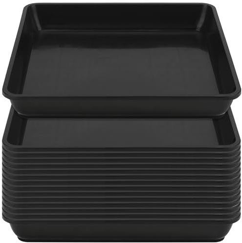 HEIYUET 15 Stück Blumentopf Untersetzer Eckig 29x29cm, Pflanzen Untersetzer Quadratisch, Schwarze Kunststoff Blumenuntersetzer für Pflanztopf Outdoor Indoor