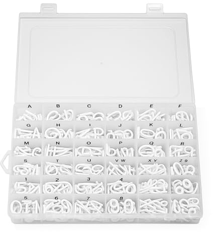 Dunzoom 390 Pieces Letter Board Letters with Plastic Organizer Box
