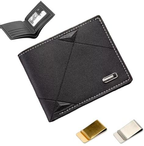 Wrbugukeji Mens Wallets, Slim Wallet with 2 Card Holder | Card Wallet Men 3 Credit Card Holders 2 Banknote Compartments 1 ID Window for Men