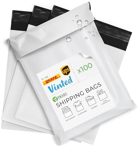 V1 TRADE Versandtaschen 35x46cm – Versandtüten – 100 Stk Selbstklebend | Versandbeutel für Kleidung, Vinted und Onlinehandel – reißfest, wasserdicht und blickdicht für den täglichen Versand.