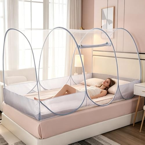 Moskitonetz Bett 190x90x90cm, Pop Up Mückennetz mit Reißverschlus, Faltbare Moskitonetz Reise, Tragbar Mückennetz für Bett, Reise, Etagenbetten, Wohnheim, Outdoor Camping
