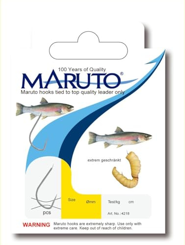 Maruto Bienenmadenhaken gebunden 150cm 0,18mm - 6 Forellenhaken, Größe:4