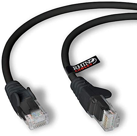 rhinocables CAT 6 High-Speed Gigabit Ethernet Cable - Patch Network Lead for LAN| Snagless UTP With LSZH Jacket | RJ45 Connector - Internet, Router, Modem, Smart TV, PC & More (25m, Black, Pack of 1)