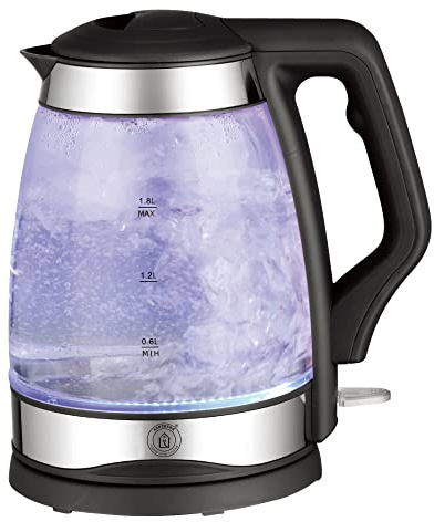 Herzberg HG-5044: Hervidor de Vidrio Eléctrico 1.8L Con Indicador De Luz LED