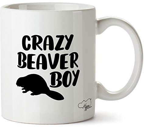 Hippowarehouse Crazy Beaver boy Printed Mug Cup Ceramic 10oz