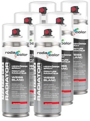Roda Color Heizkörperspray Weiss Sprühlack 6er Set - 400ml Spraydose