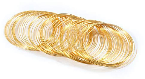 SPEEDWOX 100 Loops Gold Memory Wire for Bracelet Making, Memory Beading, DIY Jewelry Making Supplies