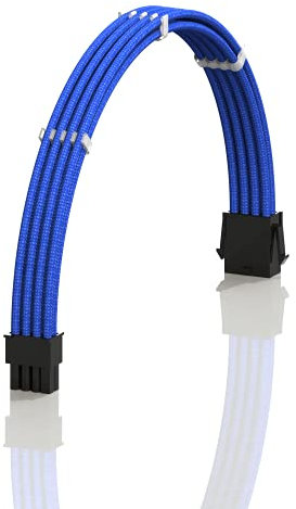 LINKUP - AVA 30cm EPS 8 Pin (4+4) CPU ATX Motherboard PSU Power Supply Braided Sleeved Custom Mod PC Extension Cable w/Combs | Strong & Stiff Design | Single Pack | 300mm - Blue