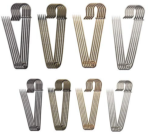 Create idea Sicherheitsnadel-Set, 40 Stück, Silber, Bronze, Gold, Schwarz, 4 Farben, groß, Starkes Metall, Sicherheitsnadeln, Set 5,1 cm und 7,6 cm für Decken, Röcke, Kilts