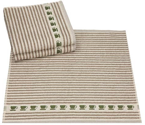 Betz 3er Set Küchenhandtücher Küchentuch Geschirrtücher Frottee Tassen 100% Baumwolle Größe 50 x 50 cm Farbe braun