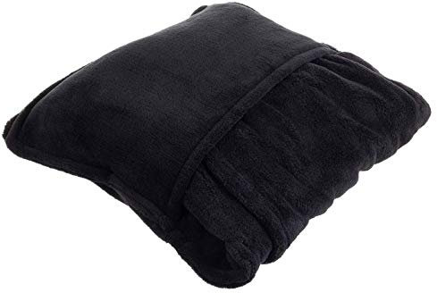Franky 2in1 Wandelbares Reise Kissen/Decke Schwarz ca. 36 x 36 x 7 cm Hotelverschluss